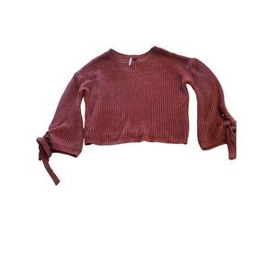 Love By Design Women's Burgundy Crochet Pullover Cropped Sweater Size Medium